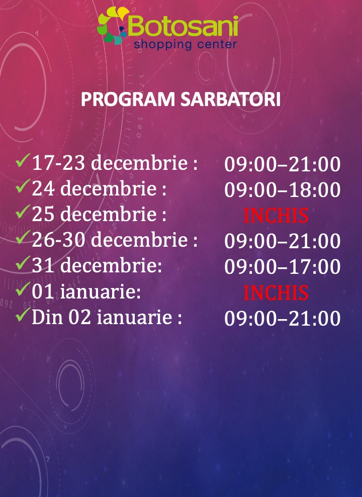 You are currently viewing PROGRAM DE SARBATORI: